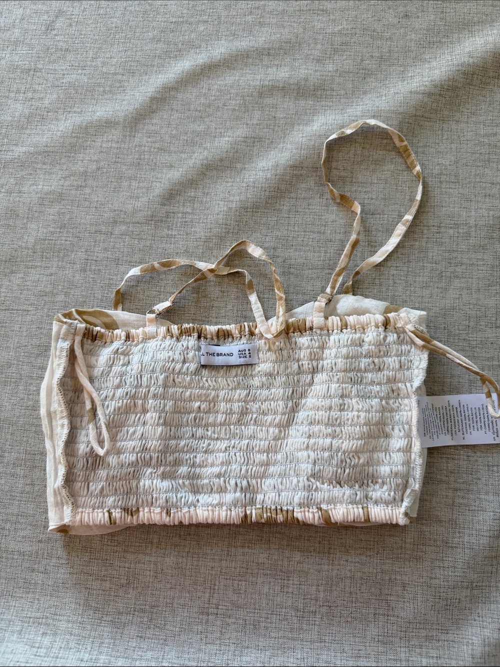 Faithfull the Brand 100% Linen Liberta Crop Top in Ensola Print Women’s Small - Picture 6 of 9